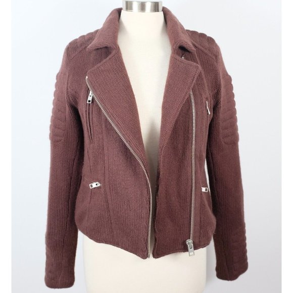 AllSaints US 8 jacket 100% cashmere biker mocha brown sweater - Picture 9 of 14